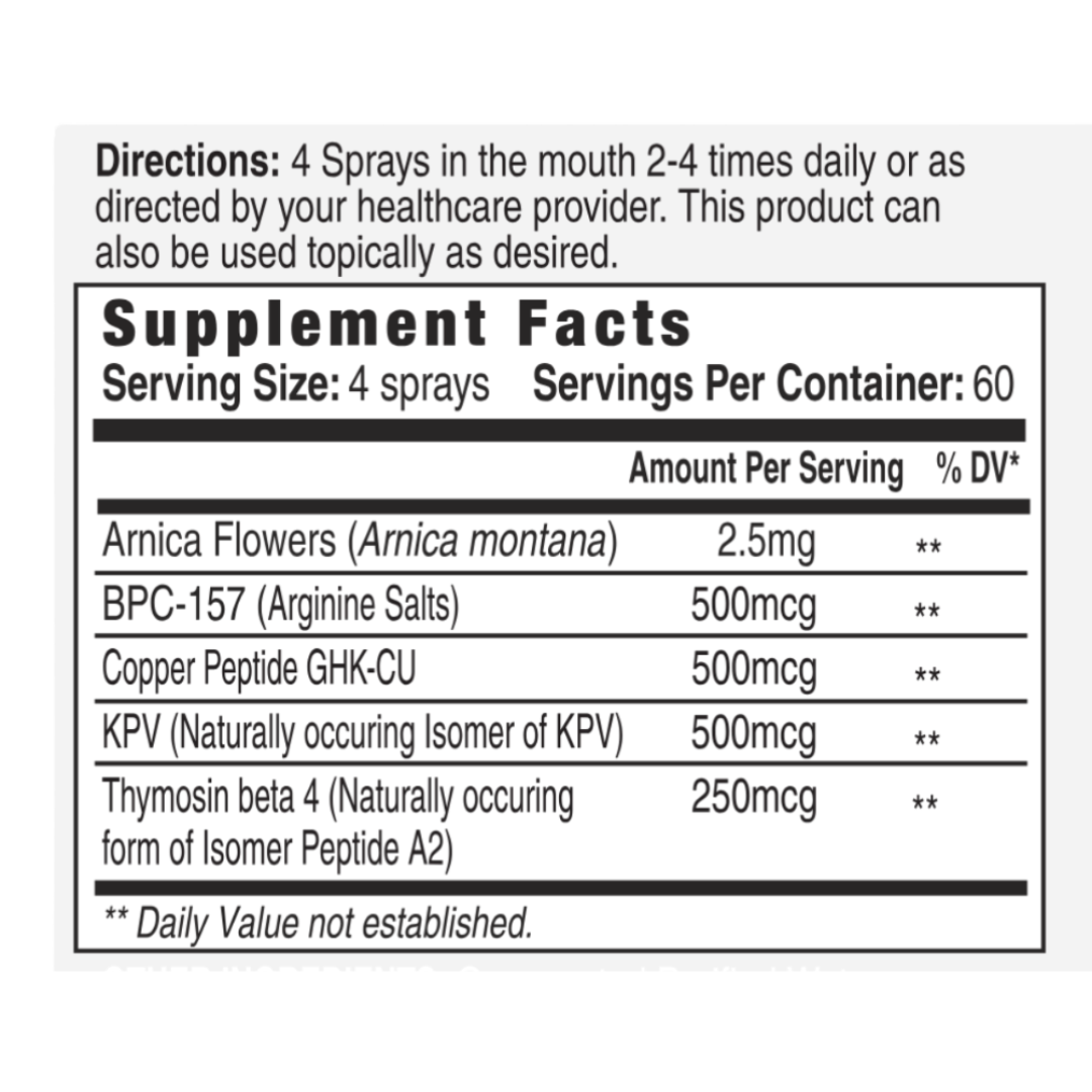 Peptide + Arnica Oral Spray - BPC-157, KPV + GHK-CU