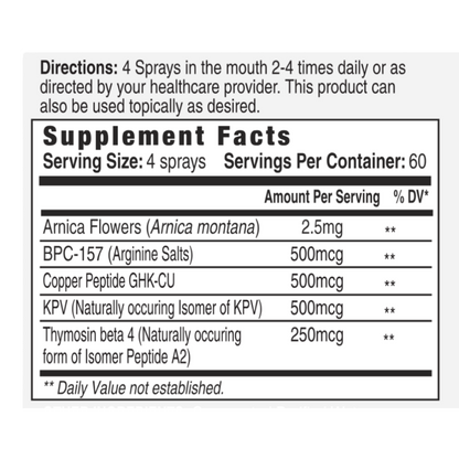Peptide + Arnica Oral Spray - BPC-157, KPV + GHK-CU